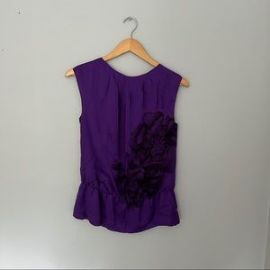 Purple and black business casual tank silky blouse